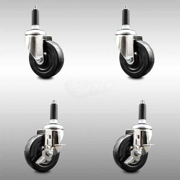 Service Caster 4 Inch 316SS Soft Rubber Swivel 3/4 Inch Expanding Stem Caster Brake SCC, 2PK SCC-SS316EX20S414-SRS-2-TLB-2-34 - main